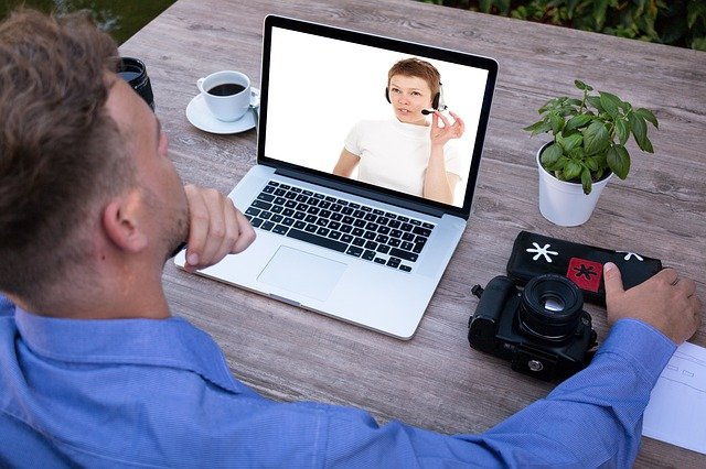 A man is attending a webinar session